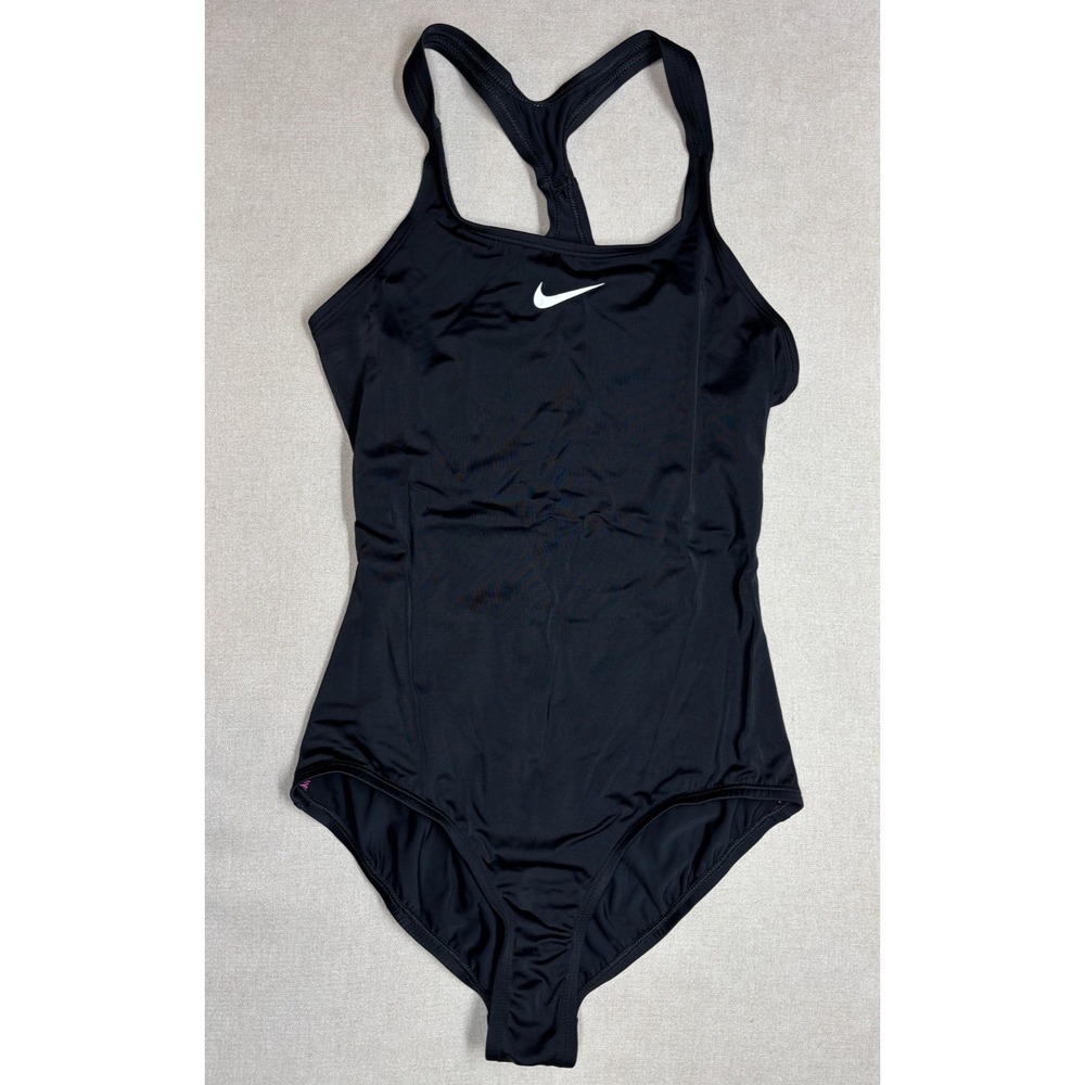 Nike Swimsuit Girls Black XL 13-15 Years Racer Back Competition One Piece
